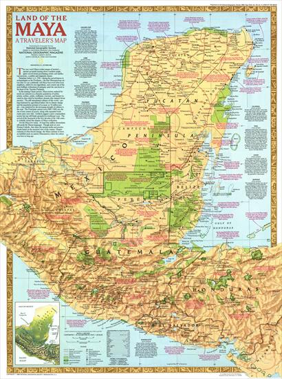 Mapy National Geographic. 539 map. Wysoka jakość - North America - Land of the Maya, A Travellers Map 1990.jpg